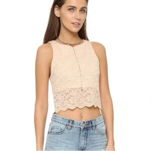 Free People Lace Crop Top - Cream.  EUC